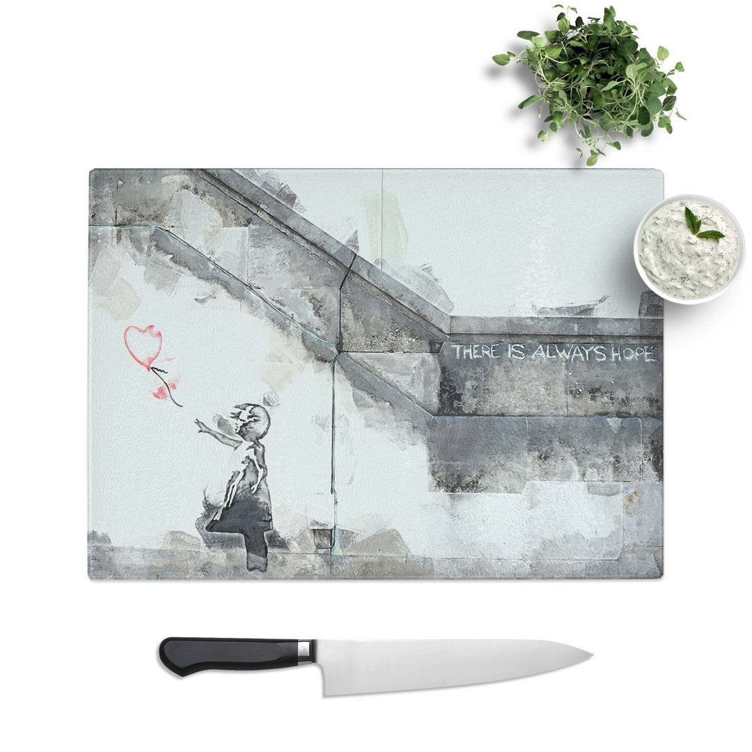 Glass Girl With A Red Balloon by Banksy Chopping Board