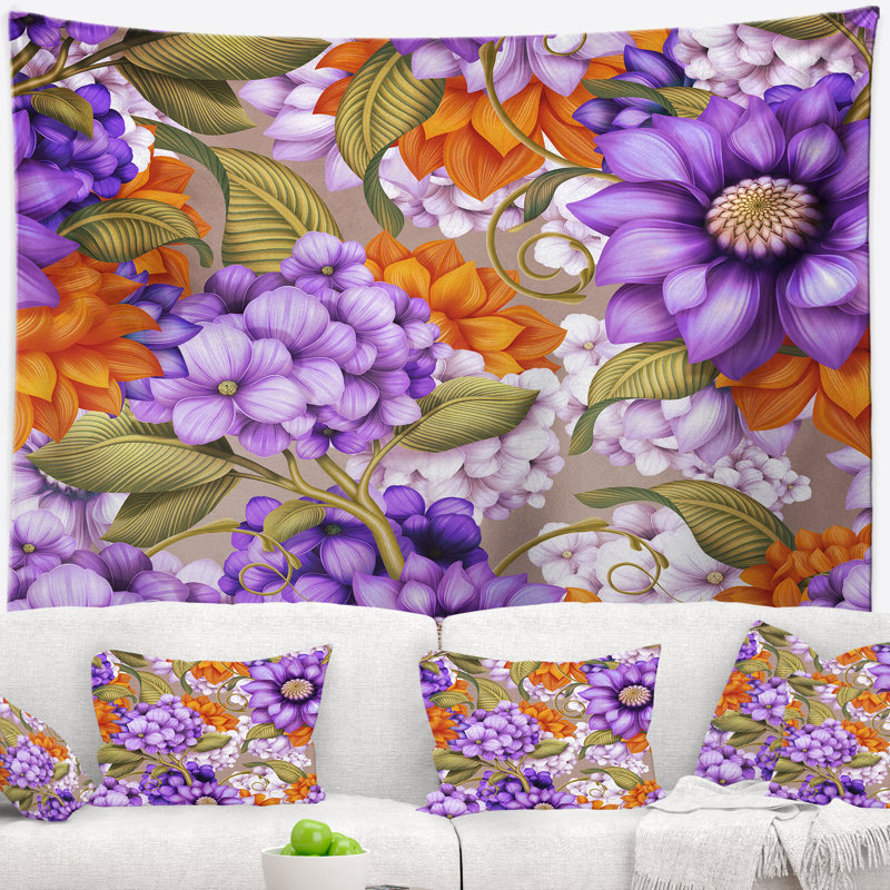 Tapisserie à motif floral sans soudure, H 32 po x l 39 po