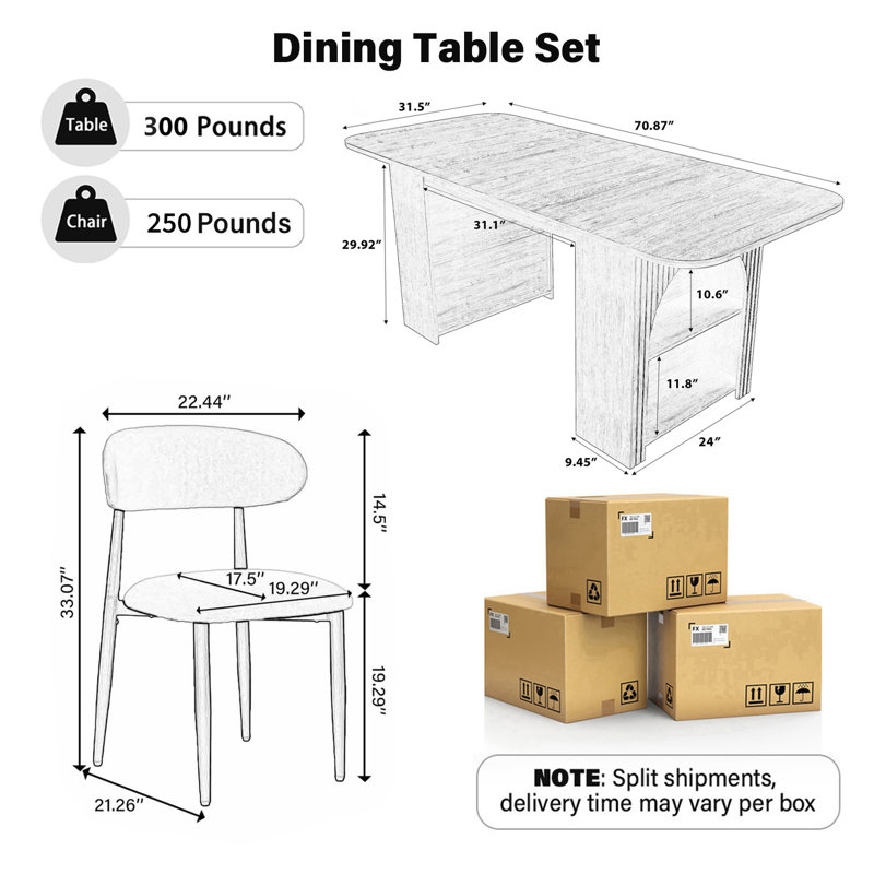 Ensemble de salle à manger de style campagnard des années 50, table rectangulaire en bois avec chaise de salle à manger rembourrée