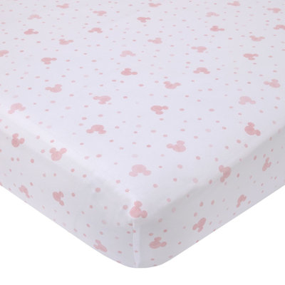 NoJo Disney Minnie Mouse Lovely Little Lady Minnie Icon and Polka Dot Fitted Crib Sheet