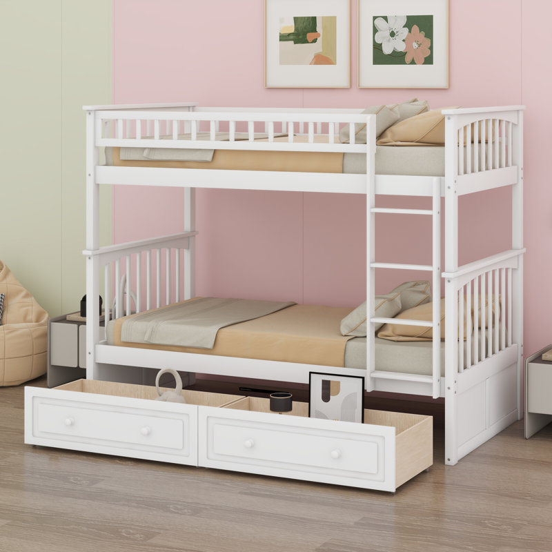 Bunk Bed With Drawers, Convertible Beds, White