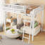 Grand lit mezzanine en métal avec échelle et tablettes de rangement, idéal pour les enfants et les adolescents, maximise l'espace et la sécurité-61833798-61833799