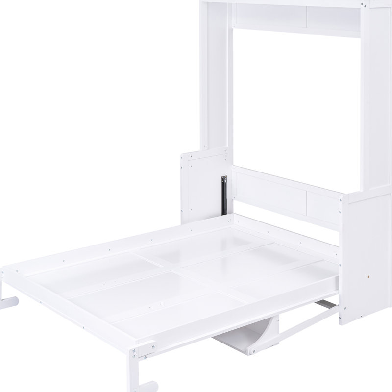 Queen Size Bed With Shelf, White - Improves Bedroom Storage And Function Practical Functional Convenient Shelf