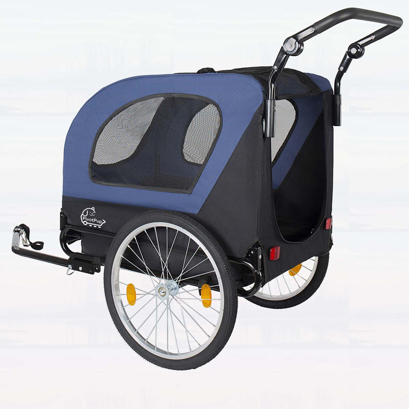 2-in-1 Bike Trailer & Pet Stroller for Dogs up to 110lbs with Foldable Design and Quick Release Wheels, Mesh and Rain Cover