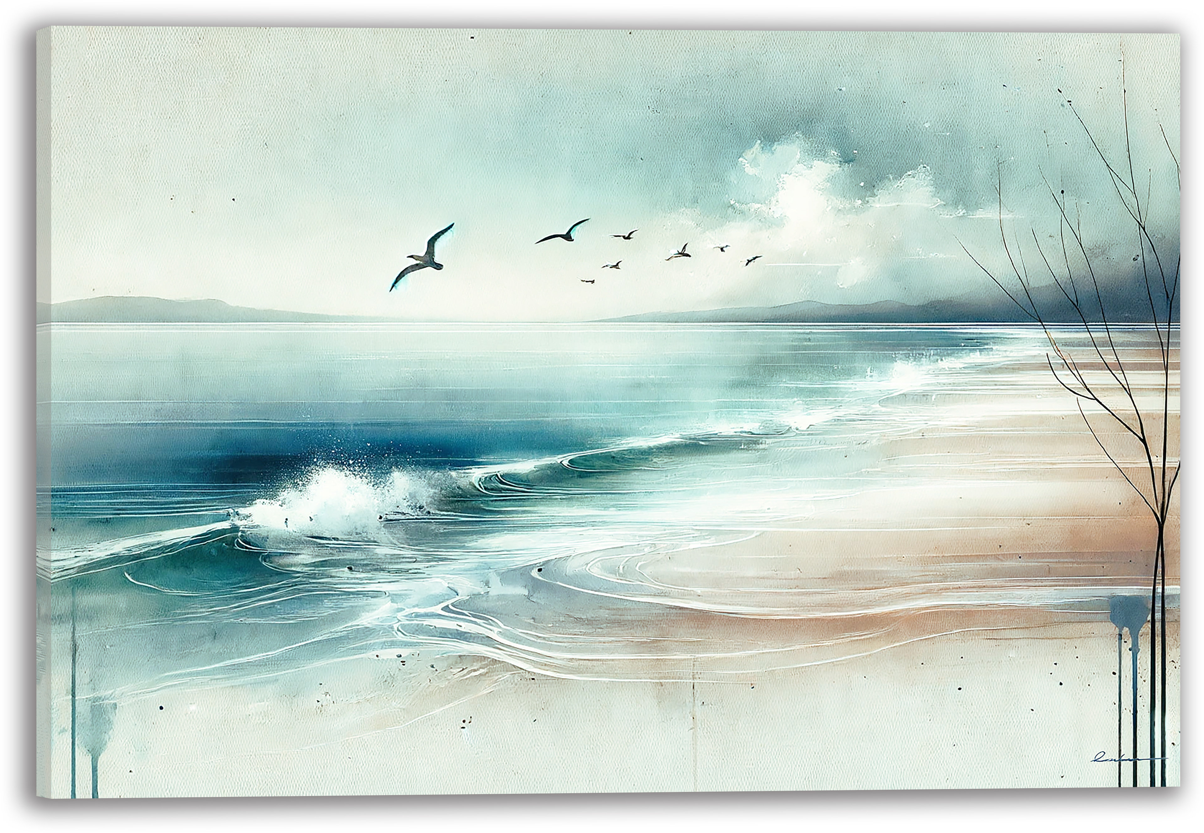 Highland Dunes Waves of Serenity Wrapped Canvas Print Wall Art | Wayfair