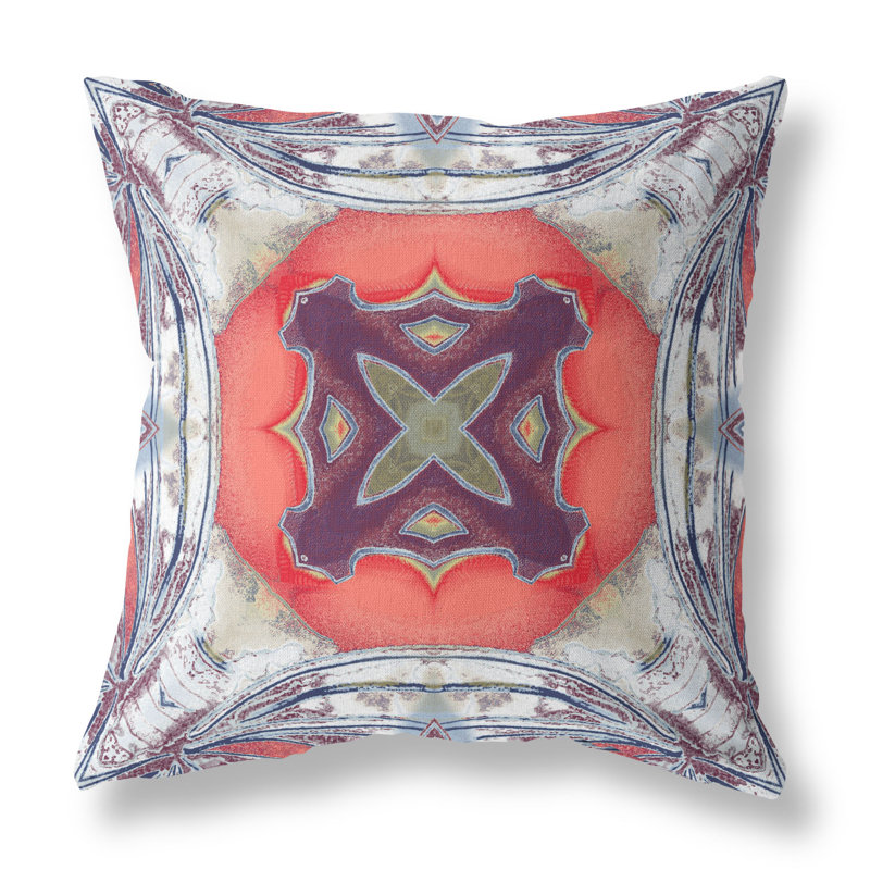 Coussin intérieur pastel zippé Pastel, 20 po X 20 po, Bleu clair / gris / pêche, Faux suède