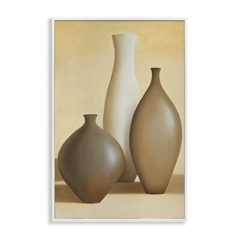 Bouteilles de poterie naturelles encadrées, art giclée par Arlene Stevens bk-044, Giclée encadrée blanc bord de mer