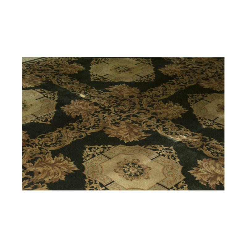 Hand-Knotted High-Quality Black and Brown Area Rug