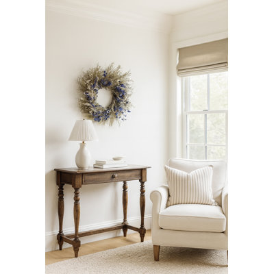 Natural Dried Flower Blue Larkspur, Beargrass, Echinops, and Sweet Annie Wreath