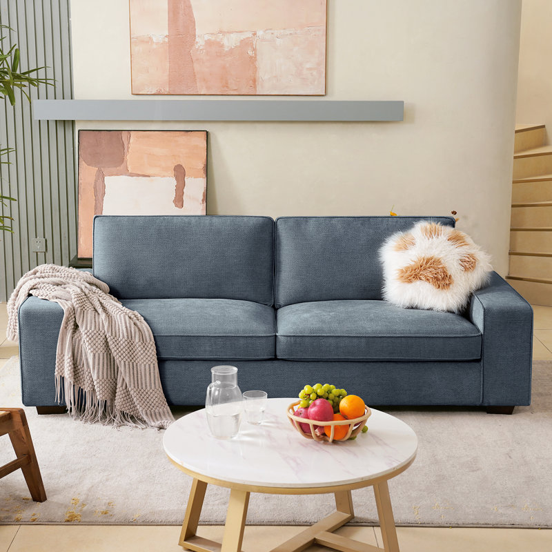 Pinederosa 88.58'' Chenille Square Arm Sofa, Blue