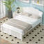 Lit plateforme double en bois avec tête de lit double, blanc
