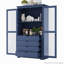 Vitrine de rangement autoportante avec portes en verre et 4 tiroirs intégrés-115688163
