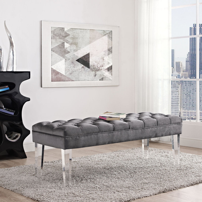 Banc en velours Valet, Gris