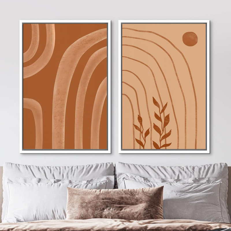 «Mid-Century Semi-Circle Polygons Variété», 2 pièces, Blanc, H 24 po x l 16 po