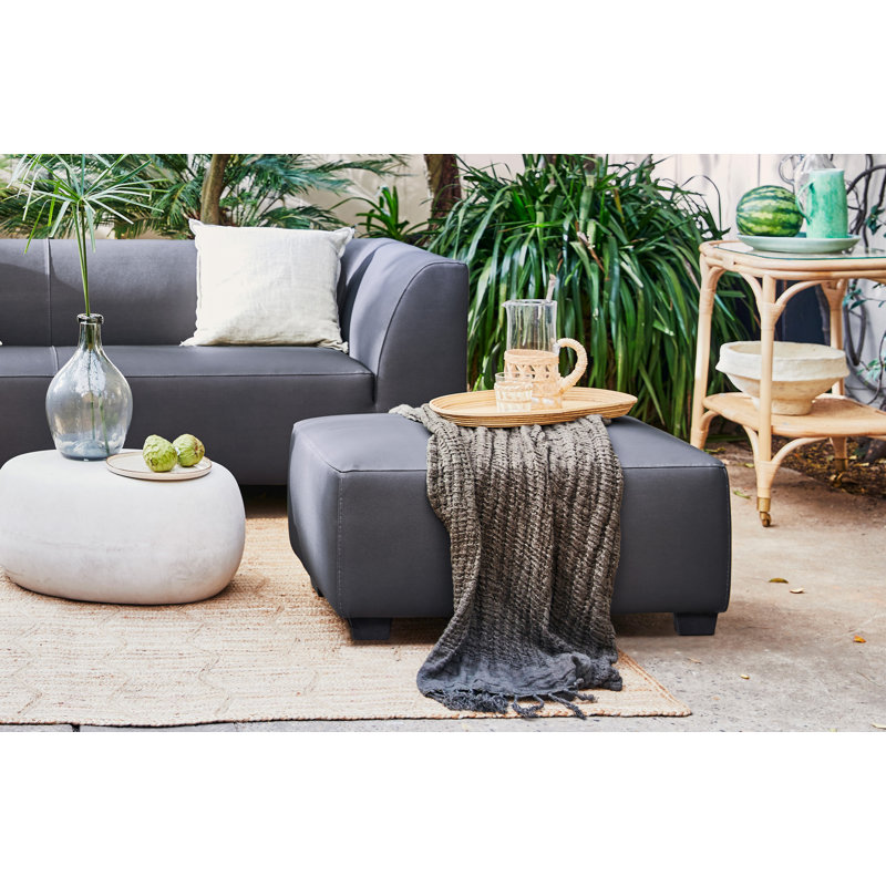 Eggie 88cm Wide Faux Leather Solid Colour Footstool Ottoman, Grey