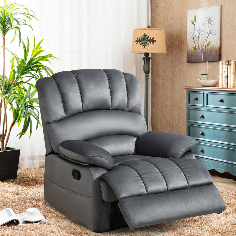 Mistydawn 40” W Manual  Polyester Recliner 3 Position, Dark Gray