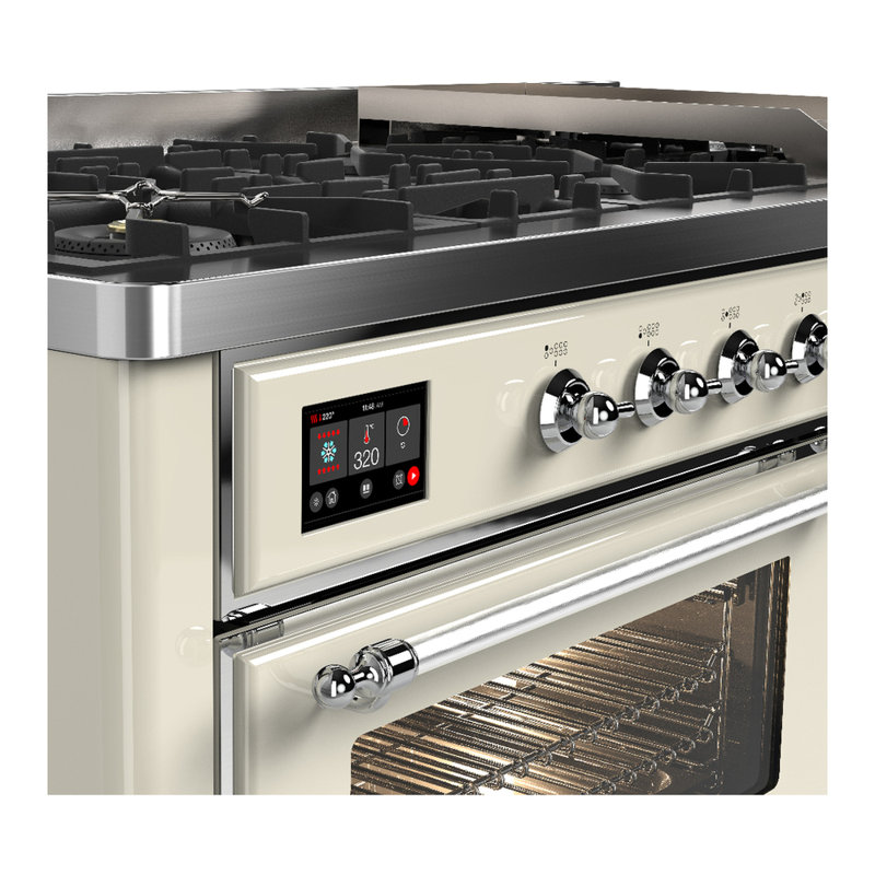 Majestic III Series 60 Inch Dual Fuel Range with 7 Sealed Burners, Griddle, in Blue Grey (Liquid Propane, Burnished Trim)