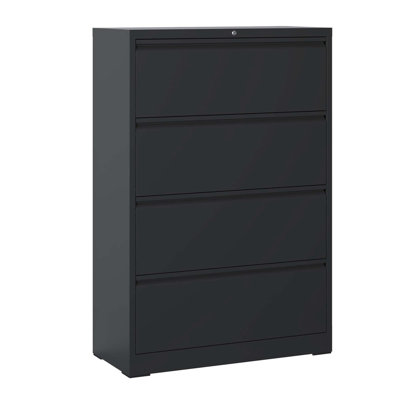 Lateral File Cabinet 4 Drawer Filing Cabinet With Lock, Lockable File Cabinet For Home Office, Locking Metal File Cabinet For Legal/Letter/A4/F4 Size