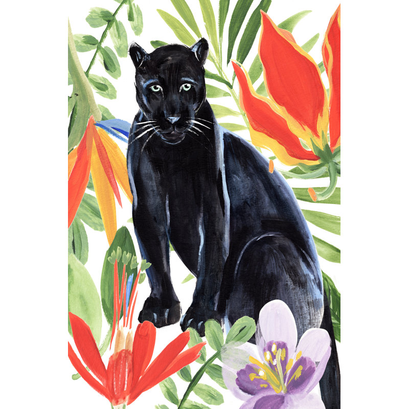 Panther's Paradise II by Annie Warren - Painting, 76 cm H x 51 cm W, Wrapped Canvas