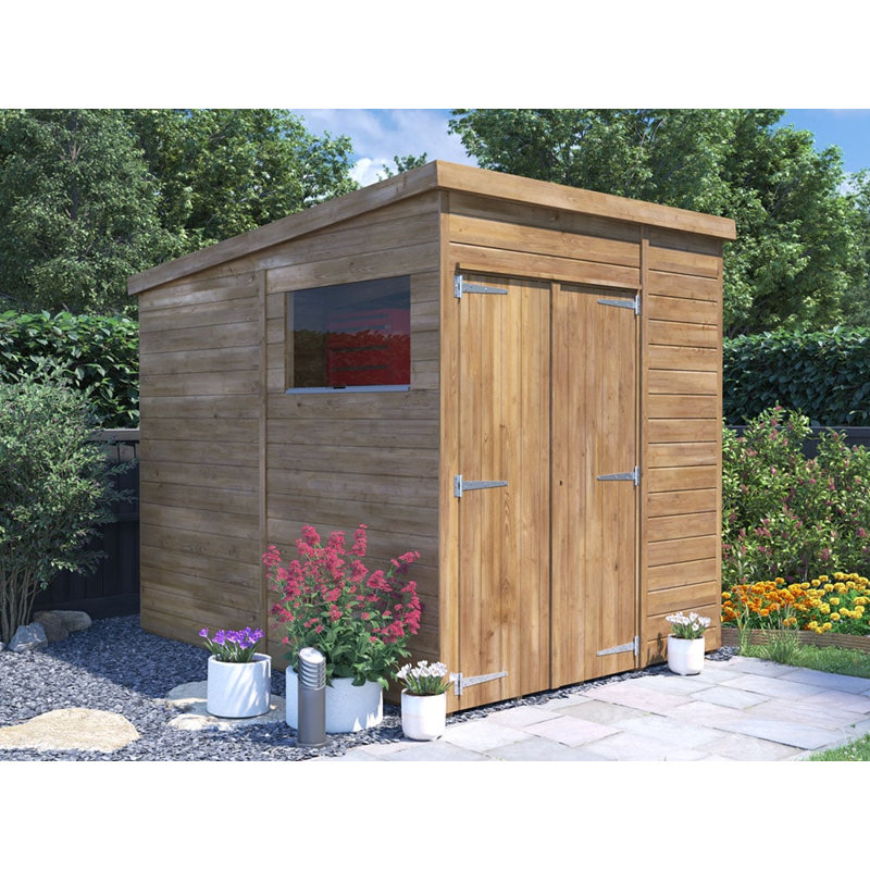 Dunster House Wooden Garden Shed 6' x 8' Outdoor Storage with 15mm Tongue & Groove Thick Walls & Pent Roof & Window, Fully Pressure Treated, Overlord Modular