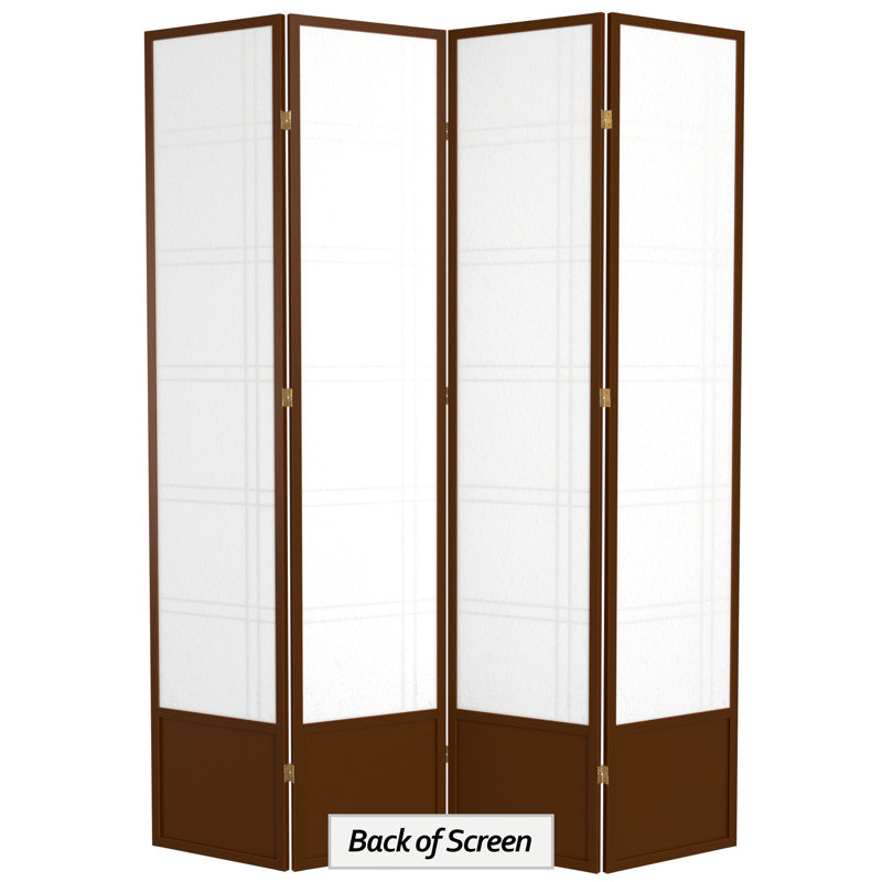 83.5" Double Cross Shoji Room Divider, Walnut, 4 Panels