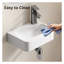Lavabo de salle de bain flottant mural - lavabo vasque rectangulaire 14 po x 10 po, meuble-lavabo moderne en céramique blanche avec robinet et bonde pour petite salle de bain