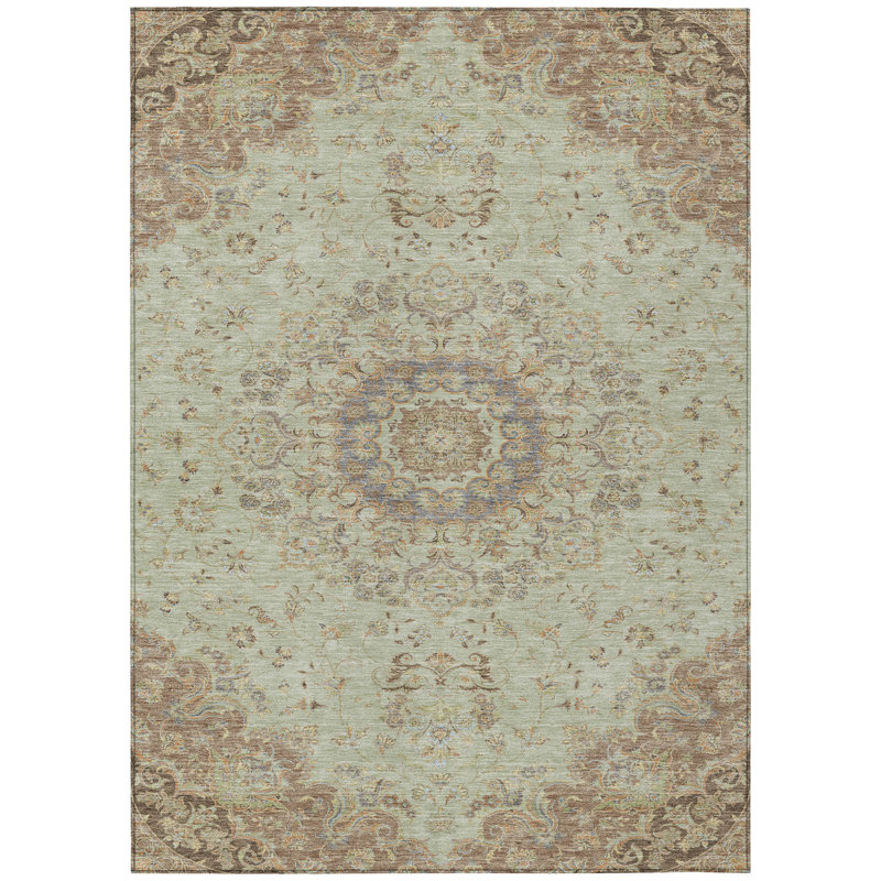 Machine Washable Indoor/Outdoor Chantille ACN2543 Global Rug, Sage, 5' x 7'6"