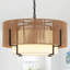 Lustre 4 lumières cylindriques en rotin 4 lumières avec abat-jour en tissu Boho, luminaire suspendu en rotin tissé à la main Farmhouse pour salle à manger, salon, îlot de cuisine, chambre à coucher, couloir, vestibule-1219478490-1219478491