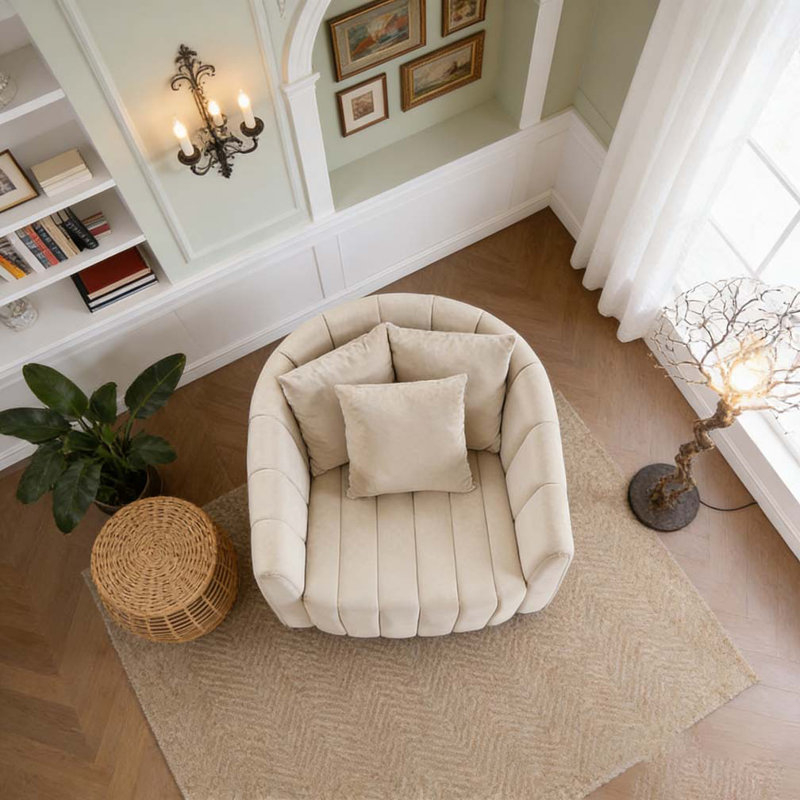 40" Foldable Single Sofa Bed with Armrest & Backrest, Beige