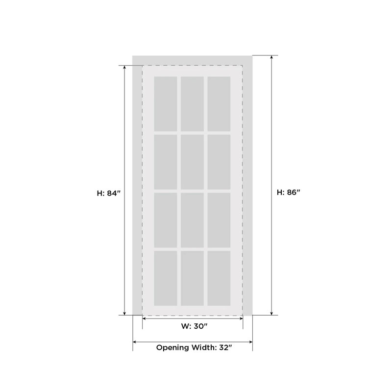 Porte standard en verre transparent Lucia, L 30 po x H 84 po