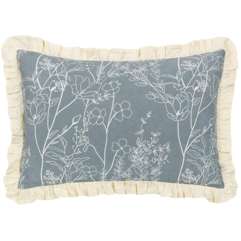 Mae Floral Rectangular Cushion, Blue