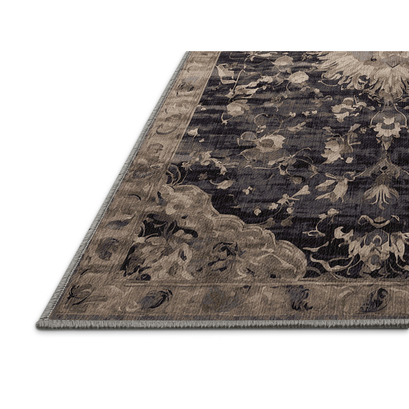 Machine Washable Gray Area Rug, Square 6'