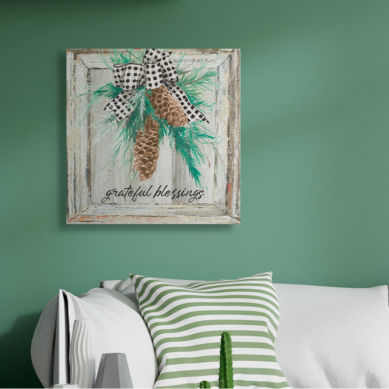 «Grateful Blessing Expression Winter Pinecone» par Patricia Pinto - reproduction d'art, Toile tendue