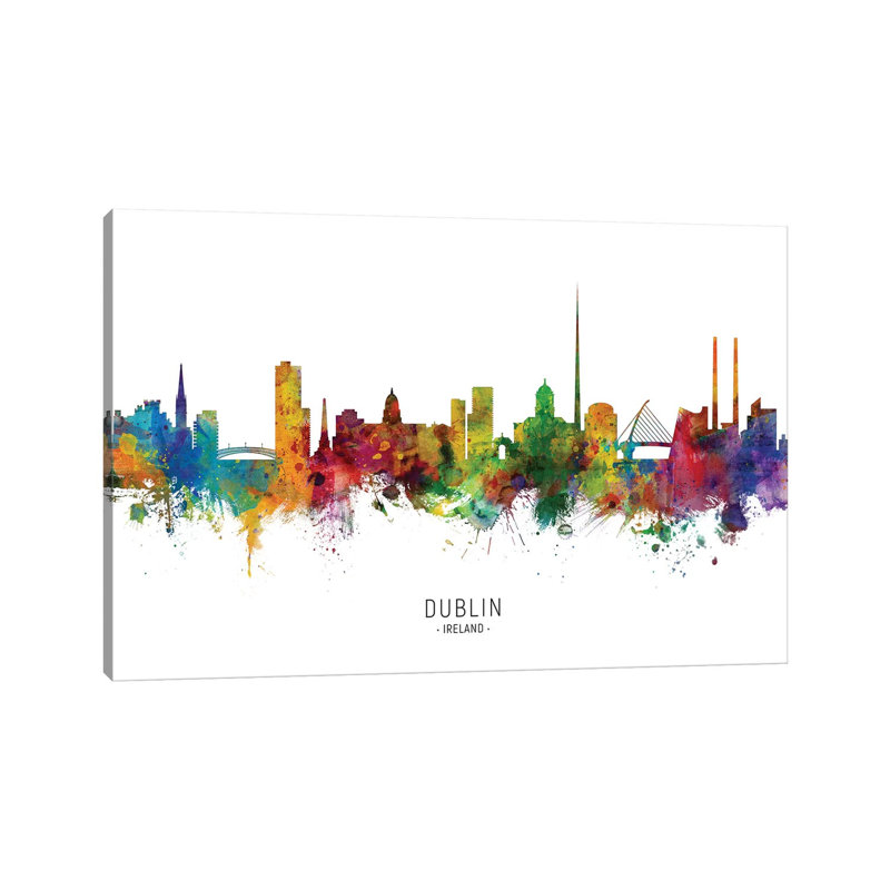 «Dublin Ireland Skyline» par Michael Tompsett, impression sur toile tendue, H 26 po x l 40 po x 1,5 po