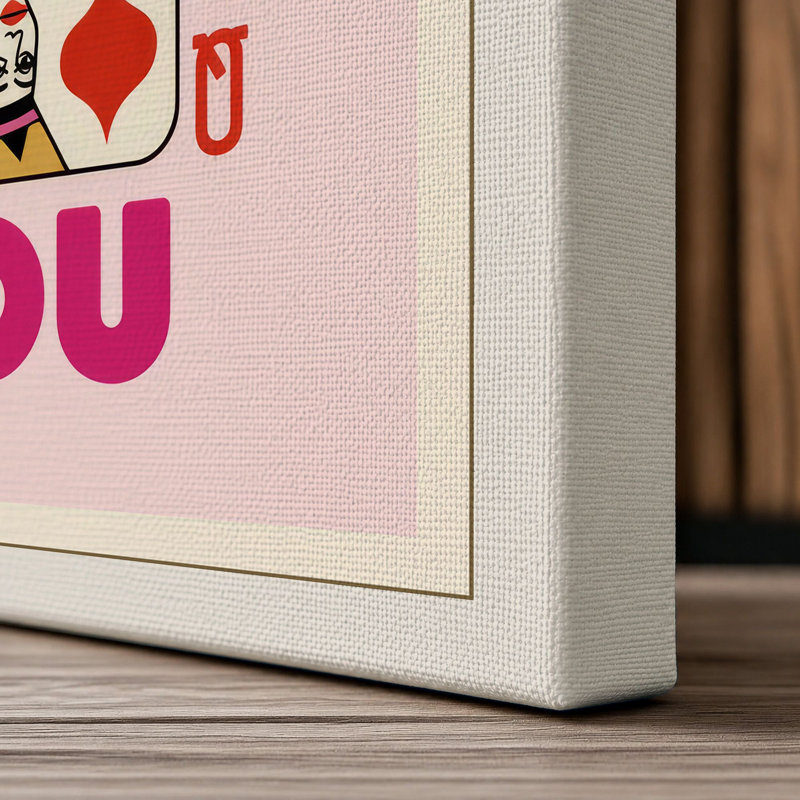 Lucky You Playing Card Retro - Wrapped Canvas, 30x20 - 76.2 x 50.8 cm, Cream Border