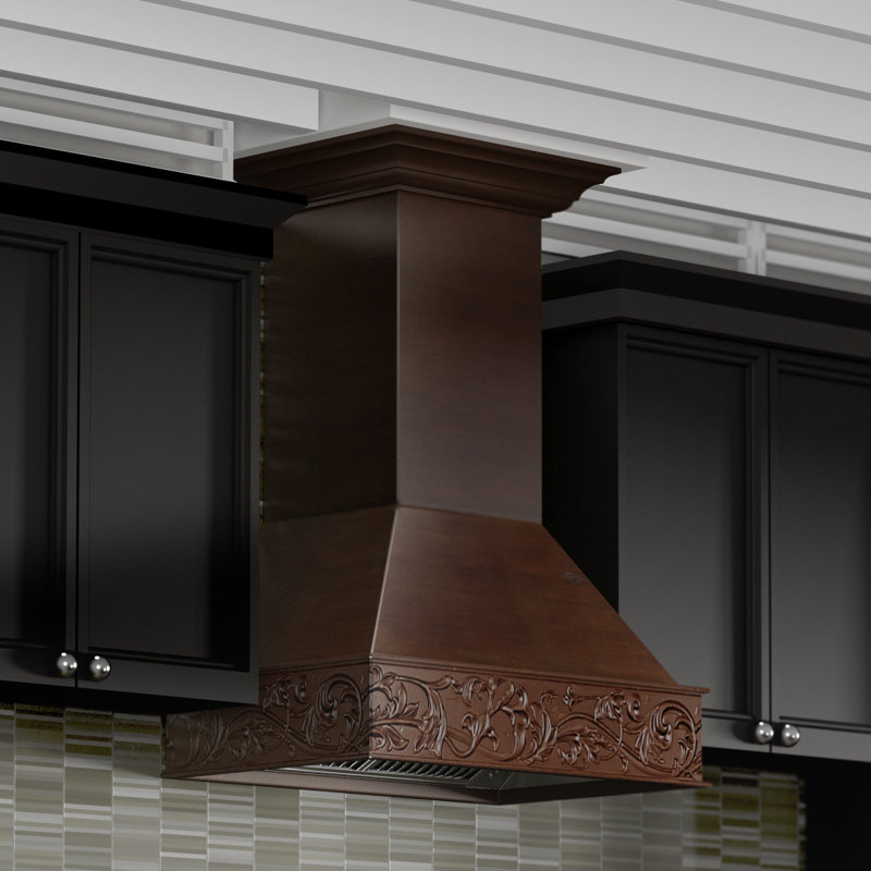 30" Wood 400 CFM Convertible Wall Mount Range Hood, Walnut