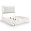 Grand lit Cyna, tête de lit capitonnée en chenille et éclairage DEL, blanc