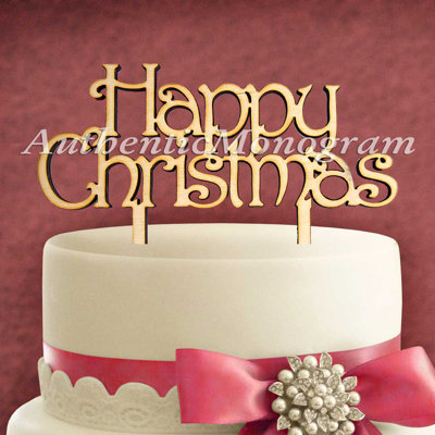 Wood Christmas Cake Topper