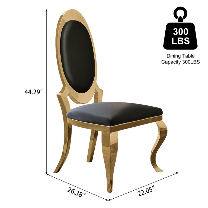Chaise de salle à manger Modern, 6, Noir, Doré