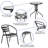 Amlie 31.5" Round Glass Metal Table with 4 Metal Aluminum Slat Stack Chairs-1277366511