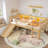 Twin XL Loft Bed With Storage Shelves, Solid Wood Lower Loft Bed With LED Lights And Full-Length Guardrails, No Box Spring Needed,  Natural-1056685802