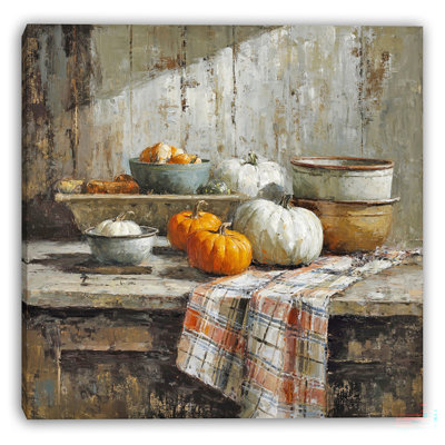 «Rustic Table Pumpkin», art mural sur toile tendue