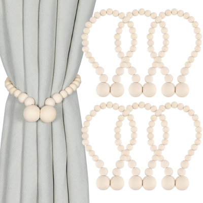 6pcs Bohemian Magnetic Wood Beads Curtain Strap