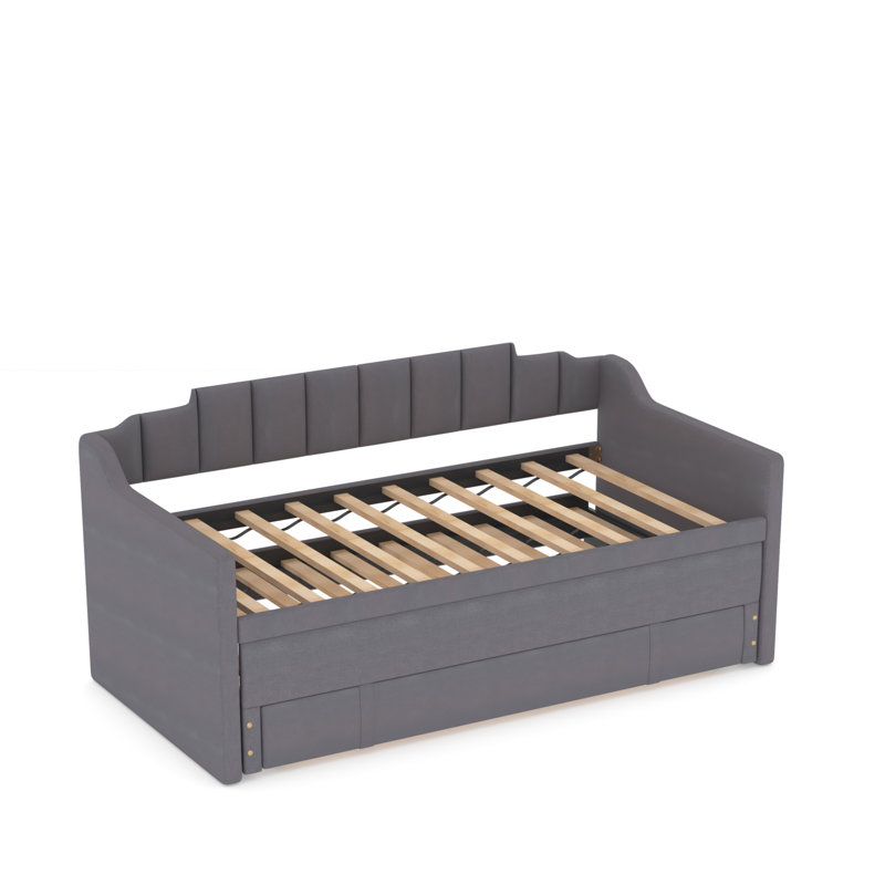 Lit de jour simple avec lit gigogne, gris