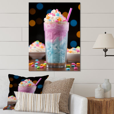 Rose, gros plan, Milkshake Indulgence I - nourriture et boissons, art mural en métal