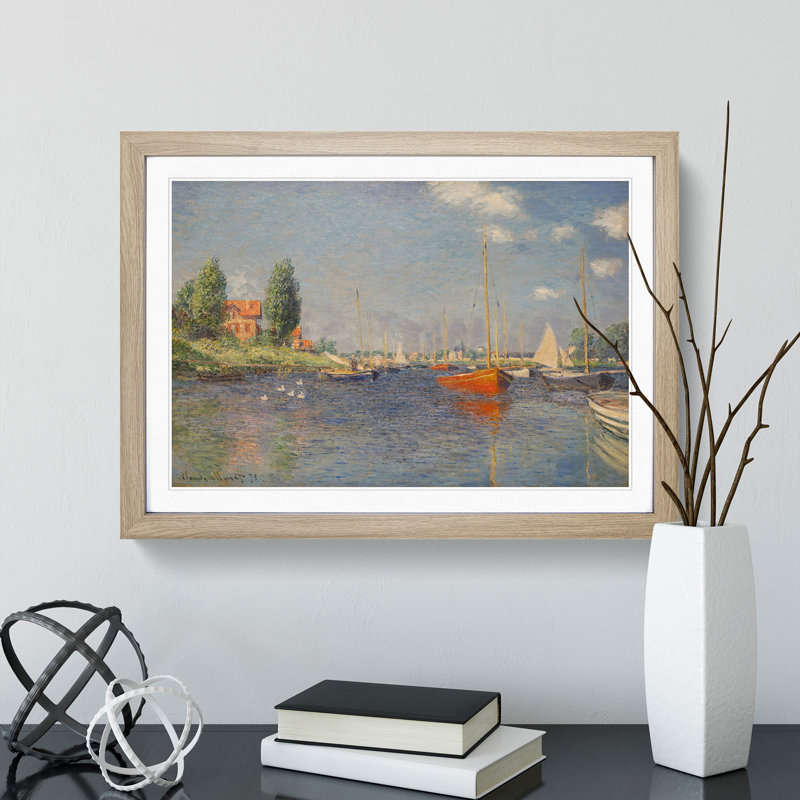 Red Boats in Argenteuil by Claude Monet - Framed Print, 48cm H x 65cm W x 2cm D, Oak Framed