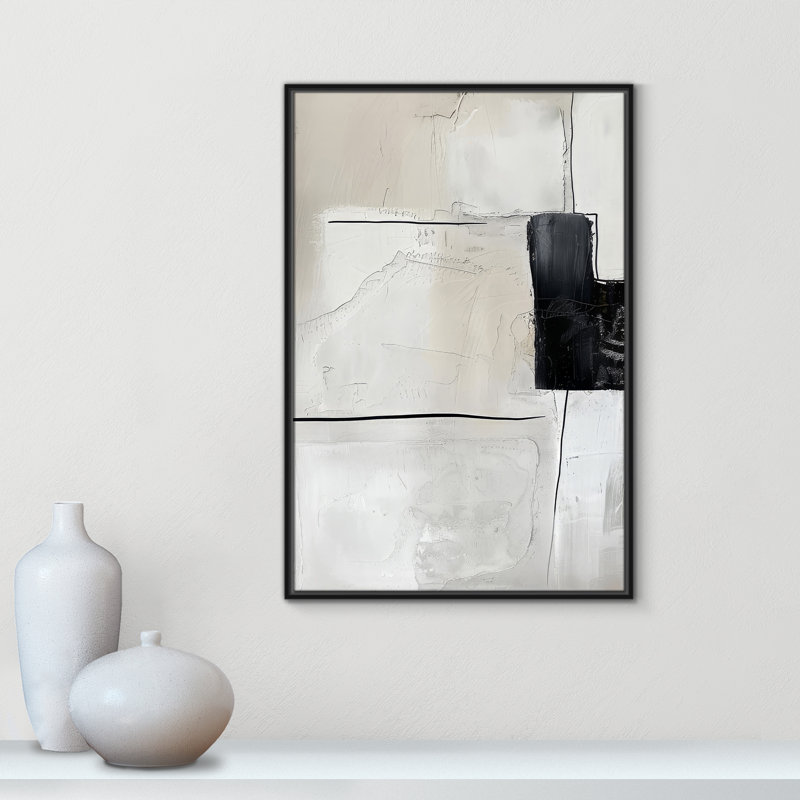 «Neutral Balance I Print» par Lazar Studio, Toile avec cadre, L 25,5 po x H 37,5 po, Cadre flottant noir