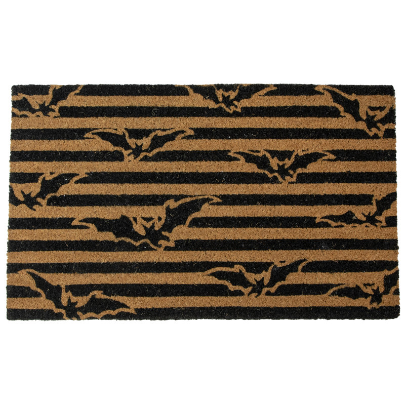 Natural Coir Flying Bats Halloween Doormat 18" x 30"