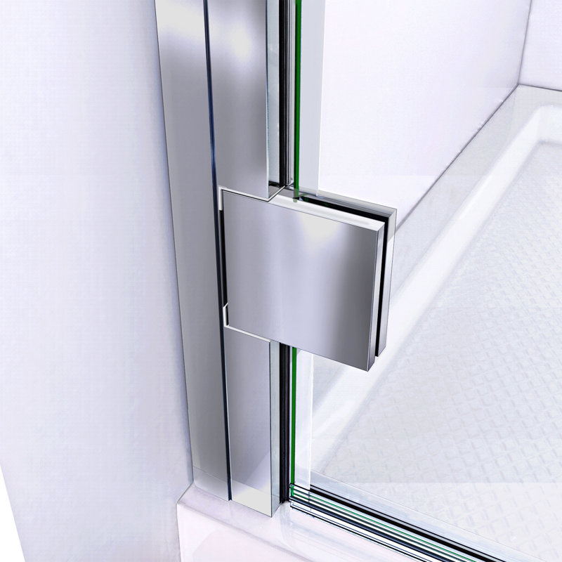 Lumen 42" x 74.75" Rectangle Hinged Shower Enclosure with Base Included Clear Glass, Chrome, White