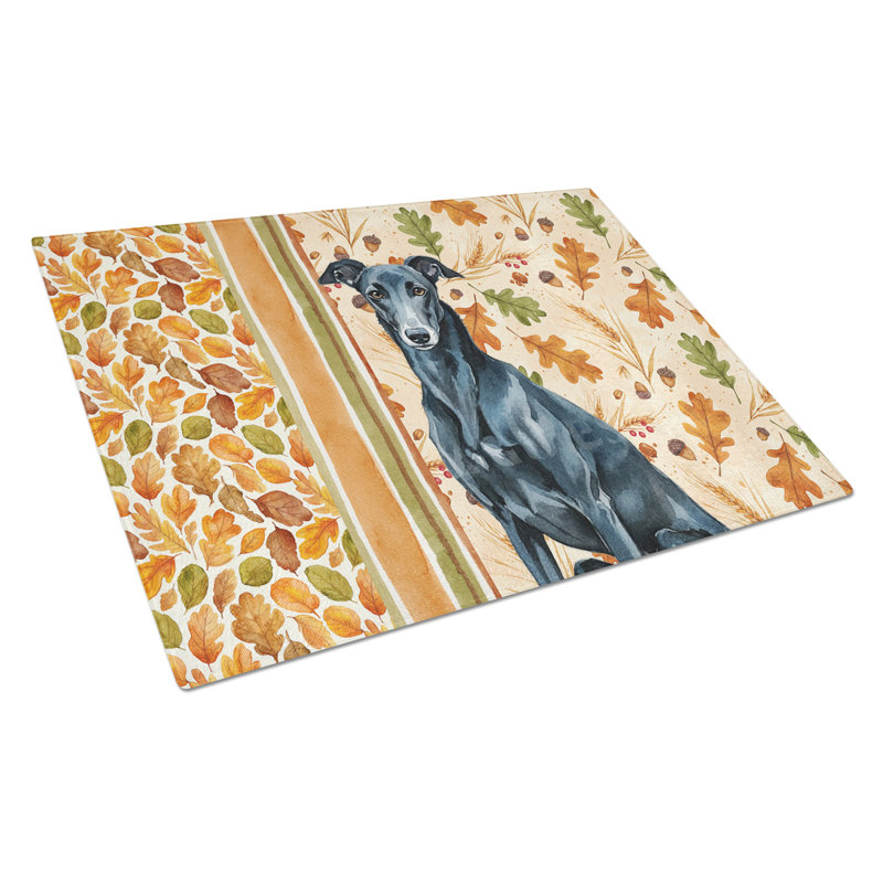 Black Greyhound Heirloom Fall Glass Cutting Board